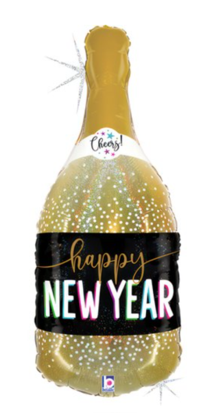 XXL Folienballon - Sektflasche, Happy new year! - ø 91cm